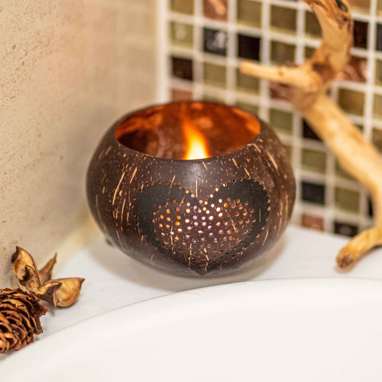 Rainforest Bowls 4" Wood Tabletop Tealight Holder Wayfair